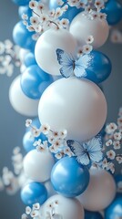 Digital technology blue and white sphere poster background