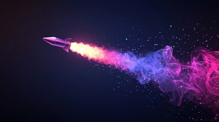 Obraz premium Colorful rocket soaring through a cosmic background