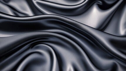 Elegant black satin fabric with flowing texture