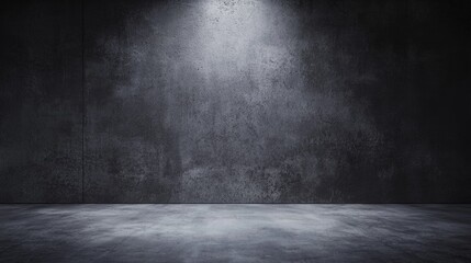 Dramatic spotlight on a textured dark concrete wall