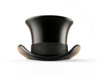 Classic black top hat, isolated on white.