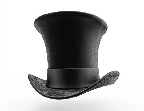recommend clip art: Classic black top hat, isolated on white background.