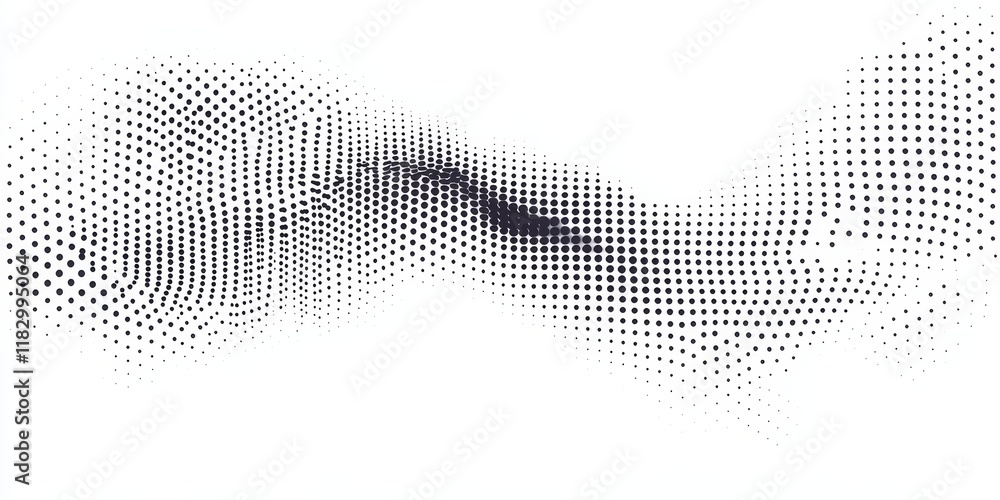 Aufkleber Abstract halftone pattern in grayscale, forming a wave-like shape.