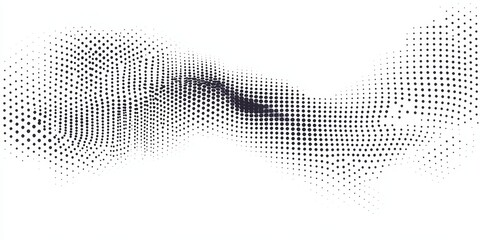 Fototapeta premium Abstract halftone pattern in grayscale, forming a wave-like shape.