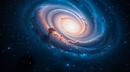 Obraz premium Vibrant spiral galaxy with a bright center is shown, among a grid of other image previews