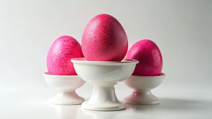 Happy Easter: Festive Pink Eggs in Elegant White Ceramic Stand
