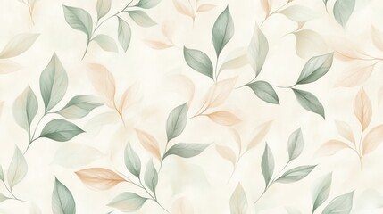 Delicate pastel leaves seamless pattern on a light background