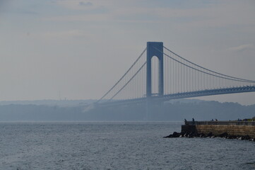 Verrazzano-Narrows Bridge in Foggy Weather Between New York and Staten Island