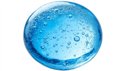 Blue glass sphere with air bubbles.