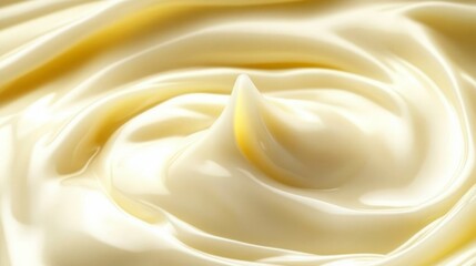 Creamy Smooth Texture of Freshly Made Mayonnaise Swirling in a Bowl, Perfect for Culinary Arts and Food Photography Projects
