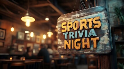 Sign that reads &ldquo;SPORTS TRIVIA NIGHT&rdquo;. - BAR - PUB - QUIZ - THEME NIGHT - FUN - PATRONS 