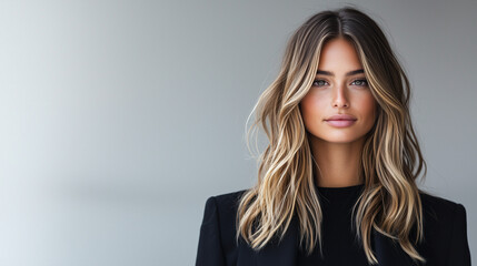 Obraz premium Portrait of Young Woman with Rich Blond Hair, Ultra HD Selective Focus