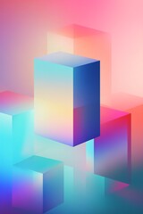Geometric scene, dreamlike gradient background, modern sense, concise and artistic