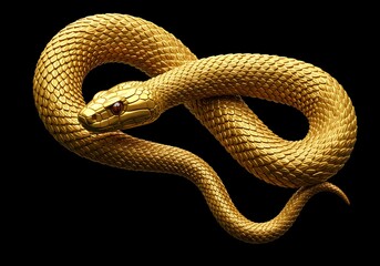 Fototapeta premium 黄金に輝く金色の蛇｜A shiny golden snake