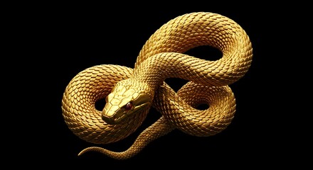 Fototapeta premium 黄金に輝く金色の蛇｜A shiny golden snake