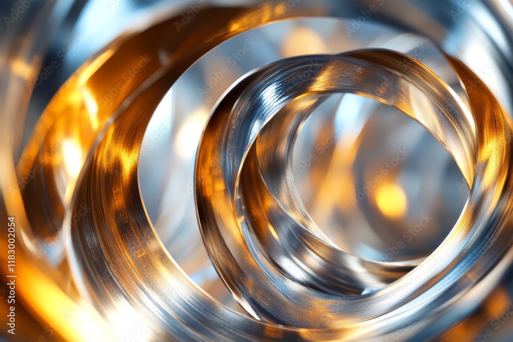 Poster abstract metallic swirl with warm light.