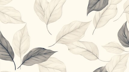 Monochrome leaf pattern, subtle background, design, textile
