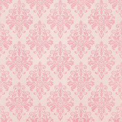 Background paper or fabric, with floral damask and baroque, seamless ornamental pattern