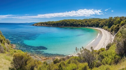 Stunning Coastal Bay: Turquoise Waters and Pristine Beach