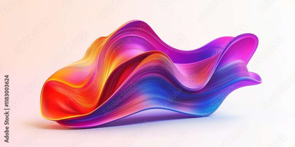 Aufkleber abstract colorful 3d wave form.
