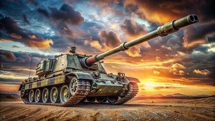 High-Angle Close-Up of a German Self-Propelled Howitzer Artillery Piece
