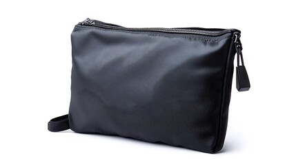 Naklejka premium A black purse with a zipper and a strap