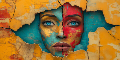 An Artful Exploration of Imperfection, Revealing Inner Depths and Raw Emotion Through Broken Textures.