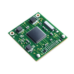 Transparent Electronic Microchip Abstract with Technical Circuit Board Details