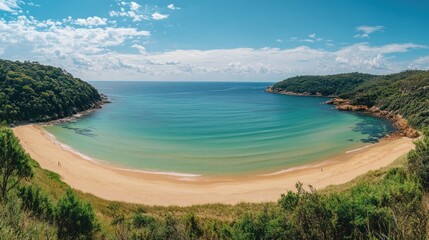 Fototapeta premium Secluded Bay: Panoramic View of a Pristine Beach
