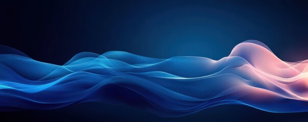 abstract serene background deep blue waves soft light minimalist design