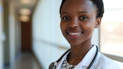 Warm smile from a caring doctor in a white coat with stethoscope