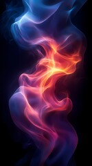 Obraz premium Digital technology red and blue flowing lines poster background