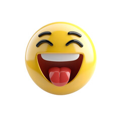 Laughing Emoji with Tongue Sticking Out in 3D Render