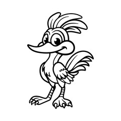fun road runner standing cartoon character isolated drawing line art style sketch classic vintage design illustration