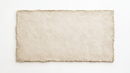 flat blank beige rectangular piece of paper with textured edge, perfect for artistic projects or as background. Its neutral tone adds elegance and simplicity to any design