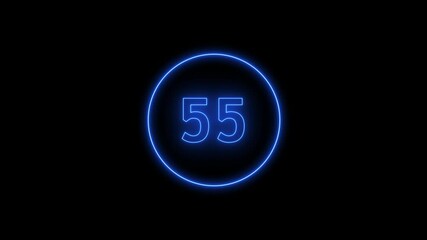 Timer from 60 to 0 seconds. 1 minute countdown. 60 seconds countdown timer animation. Neon bright glowing countdown timer from 60 to 0 seconds. Countdown from 60 to 0.  - Powered by Adobe