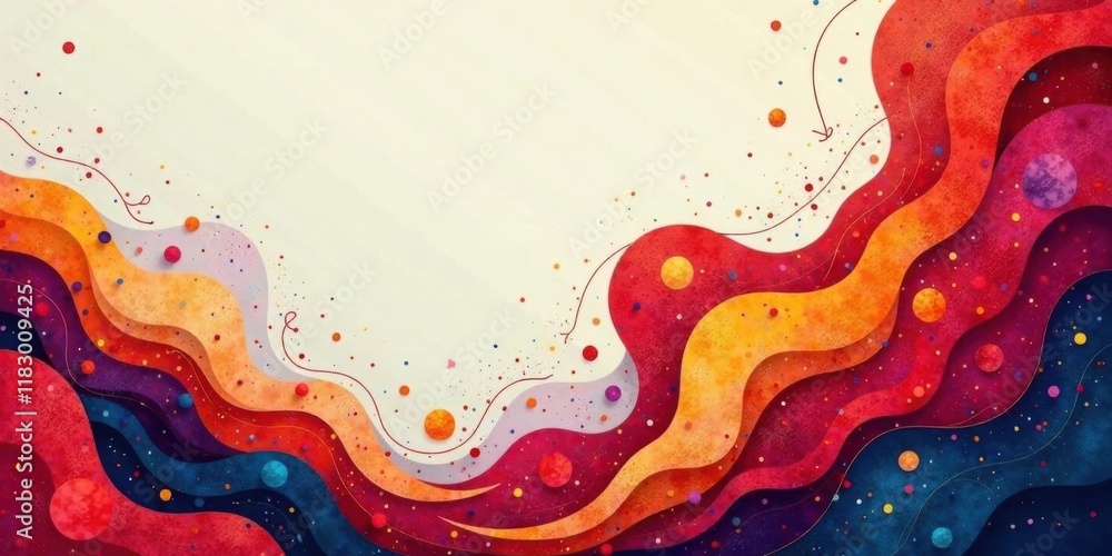 Fototapete abstract colorful wave design with scattered dots and space for text
