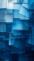 Digital technology blue and white transparent squares and curves poster background