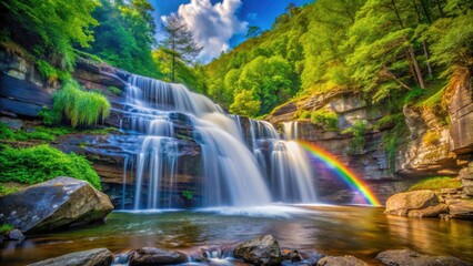 Stunning Rainbow Waterfall at Trough Creek State Park, Huntingdon County, Appalachian Mountains, Pennsylvania - Urban Exploration Photography