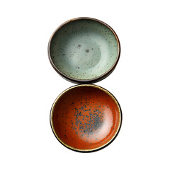 Handcrafted Pottery Serving Dishes with Spec Specs Isolated on Transparent Background