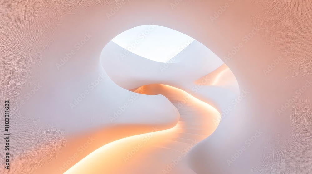 Poster ethereal abstract landscape with soft curves and gentle light creating a dreamy atmosphere in a sere