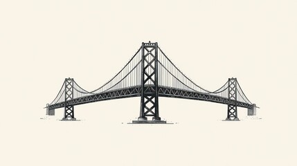 Penultimate Sketch of the Iconic San Francisco-Oakland Bay Bridge
