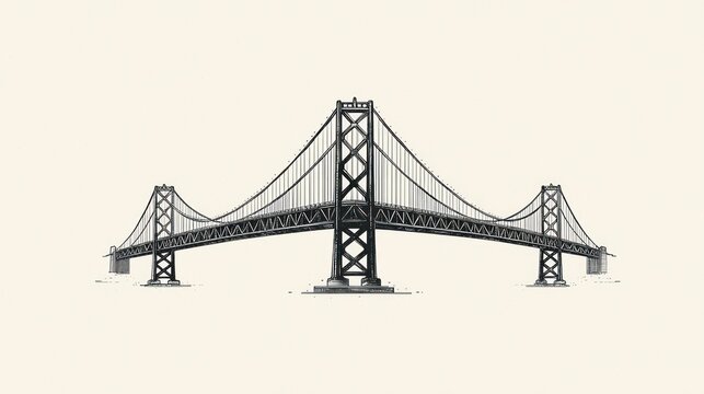 Penultimate Sketch of the Iconic San Francisco-Oakland Bay Bridge