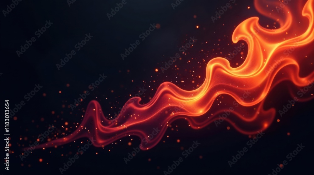 Aufkleber abstract fiery wave design with glowing particles and dark background