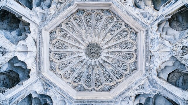 Intricate lattice pattern in shades of gray, symmetrical design