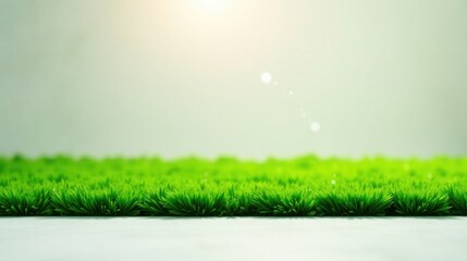 Obraz premium Vibrant Green Grass Border on Light Background Ideal for Spring Designs