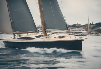 Naklejka premium yachts luxury sailing boat adventure beauty blue cloud colours free freedom greece holiday horizon landscape lifestyle marin maritime mediterranean nature