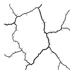 Split lines in the concrete or large fissures in the wall on a white background. Crack wall concrete
