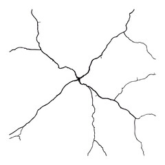 Split lines in the concrete or large fissures in the wall on a white background. Crack wall concrete
