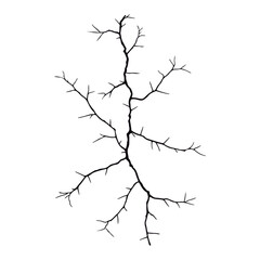 Split lines in the concrete or large fissures in the wall on a white background. Crack wall concrete
